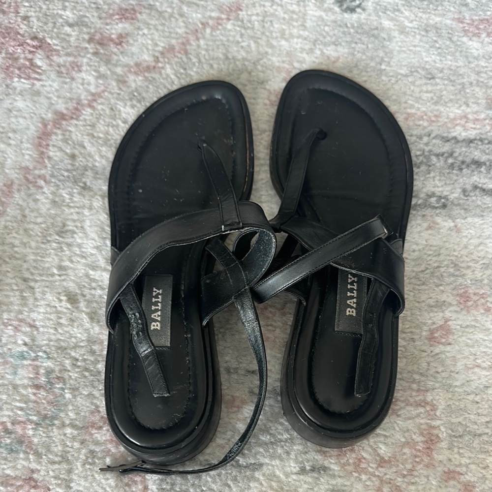 Bally Black Sandals with Adjustable Straps and Comfortable Footbed
